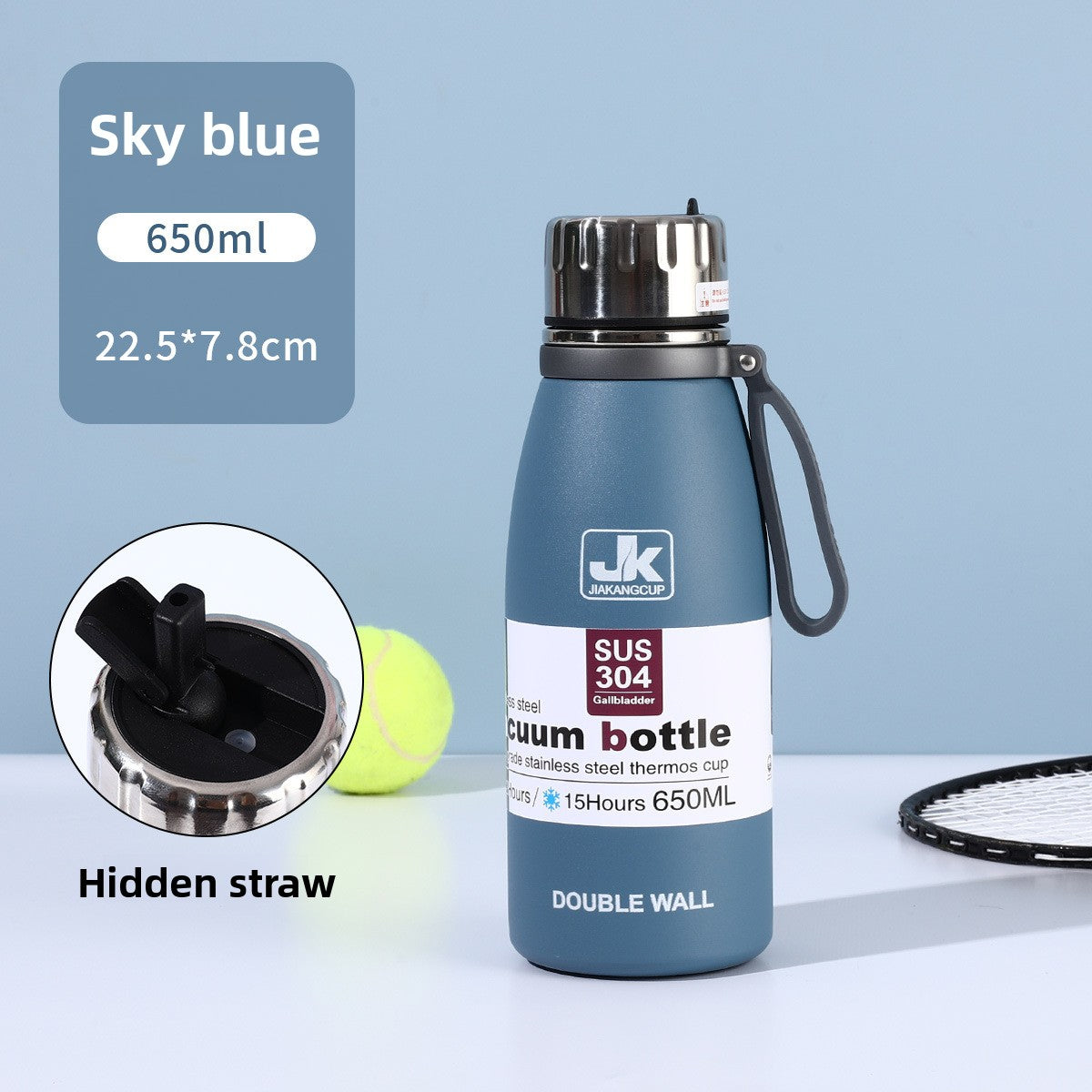 Coke Bottle 304 Stainless Steel Insulated Cup with Strap for Sports and Outdoor Use