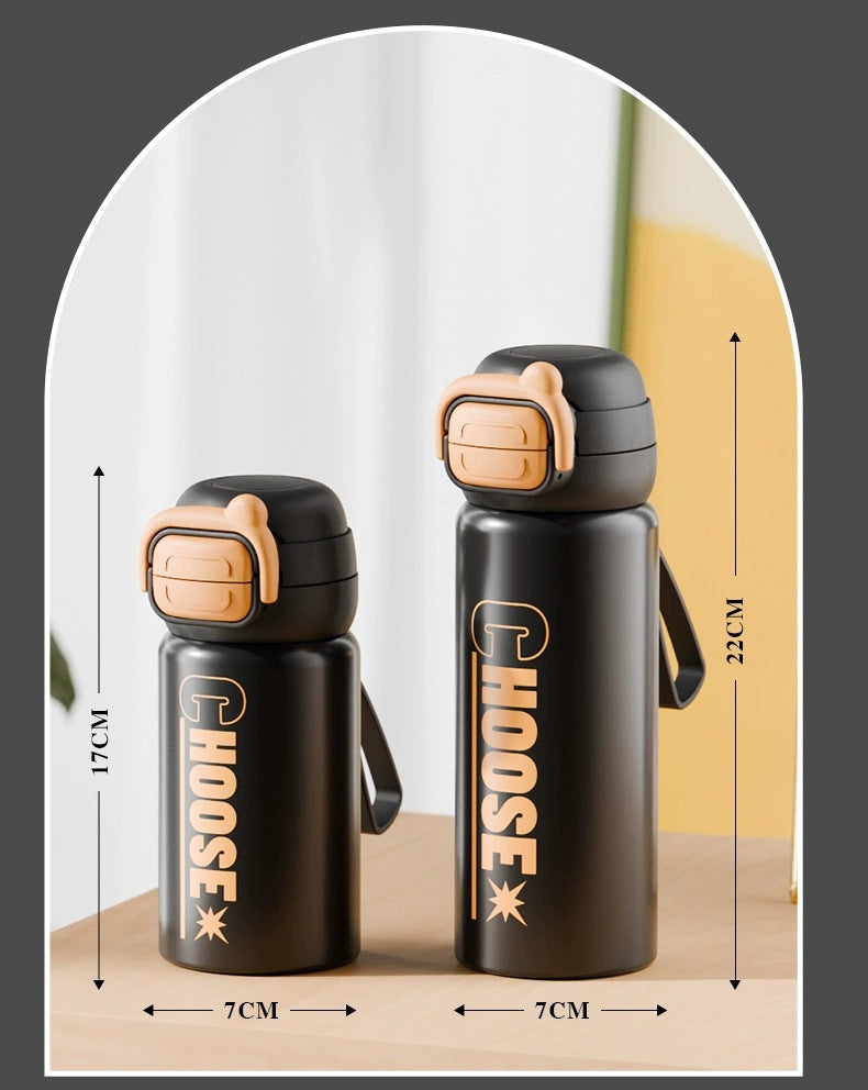 Double Drinking Bouncing Cup 316 Stainless Steel Digital Display Temperature Cup