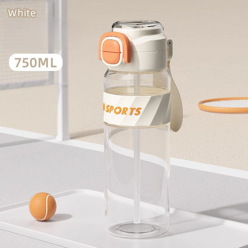 Straw Plastic Water Cup Double Drinking Outdoor Large Capacity Fitness Sports Water Bottle