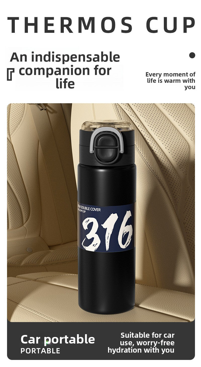 316 Stainless Steel Insulated Cup Portable Straw Cup Double Drinking Bounce Cup