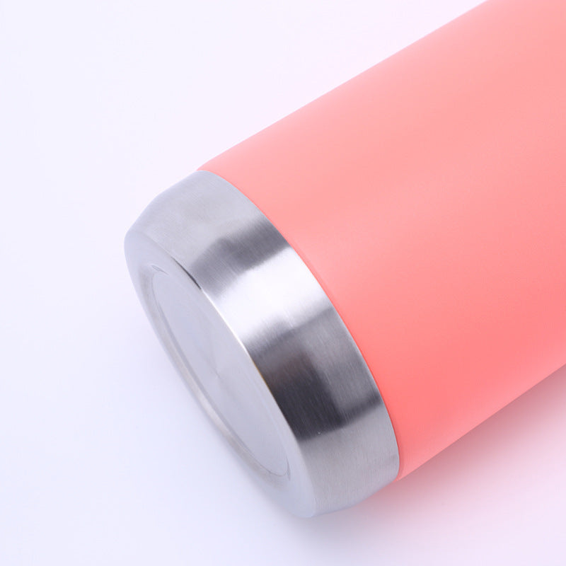 304 Stainless Steel Portable Sports Water Bottle with Straw for Hiking and Car Use