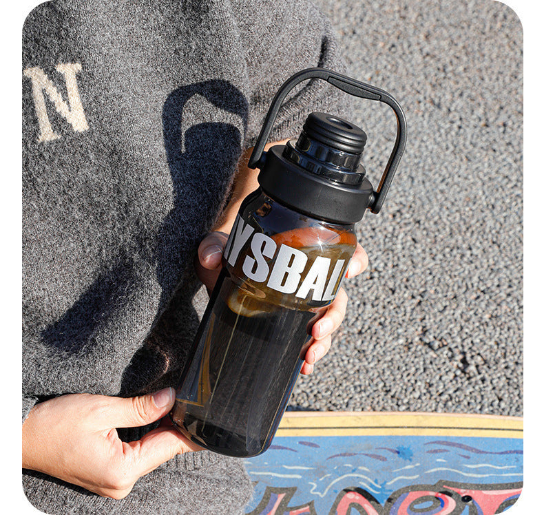Large-capacity straw double-drink high-temperature resistant portable plastic cup