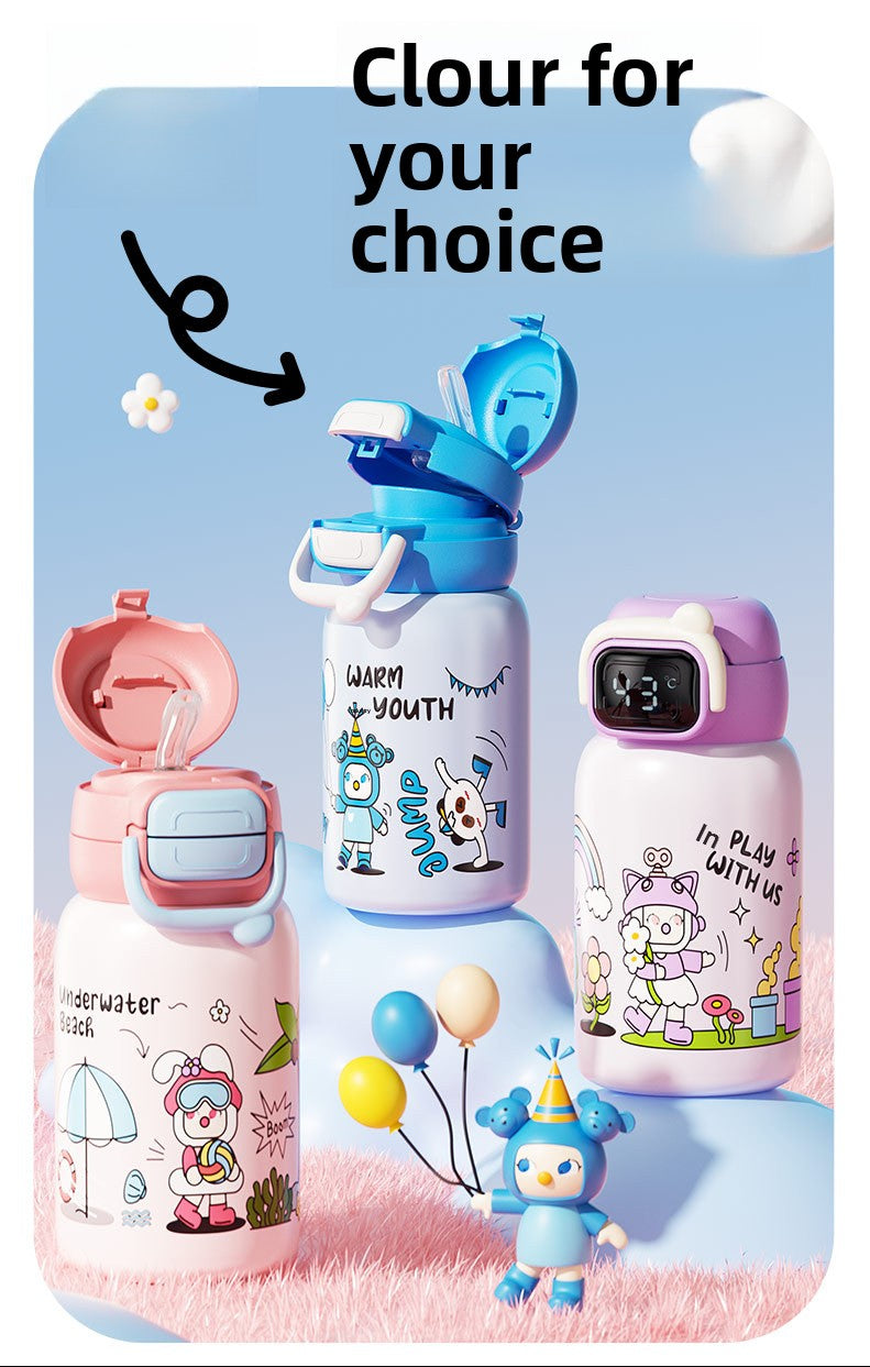 Children's Insulated Cup 316L Stainless Steel Insulated Cup Portable with Strap Water Bottle