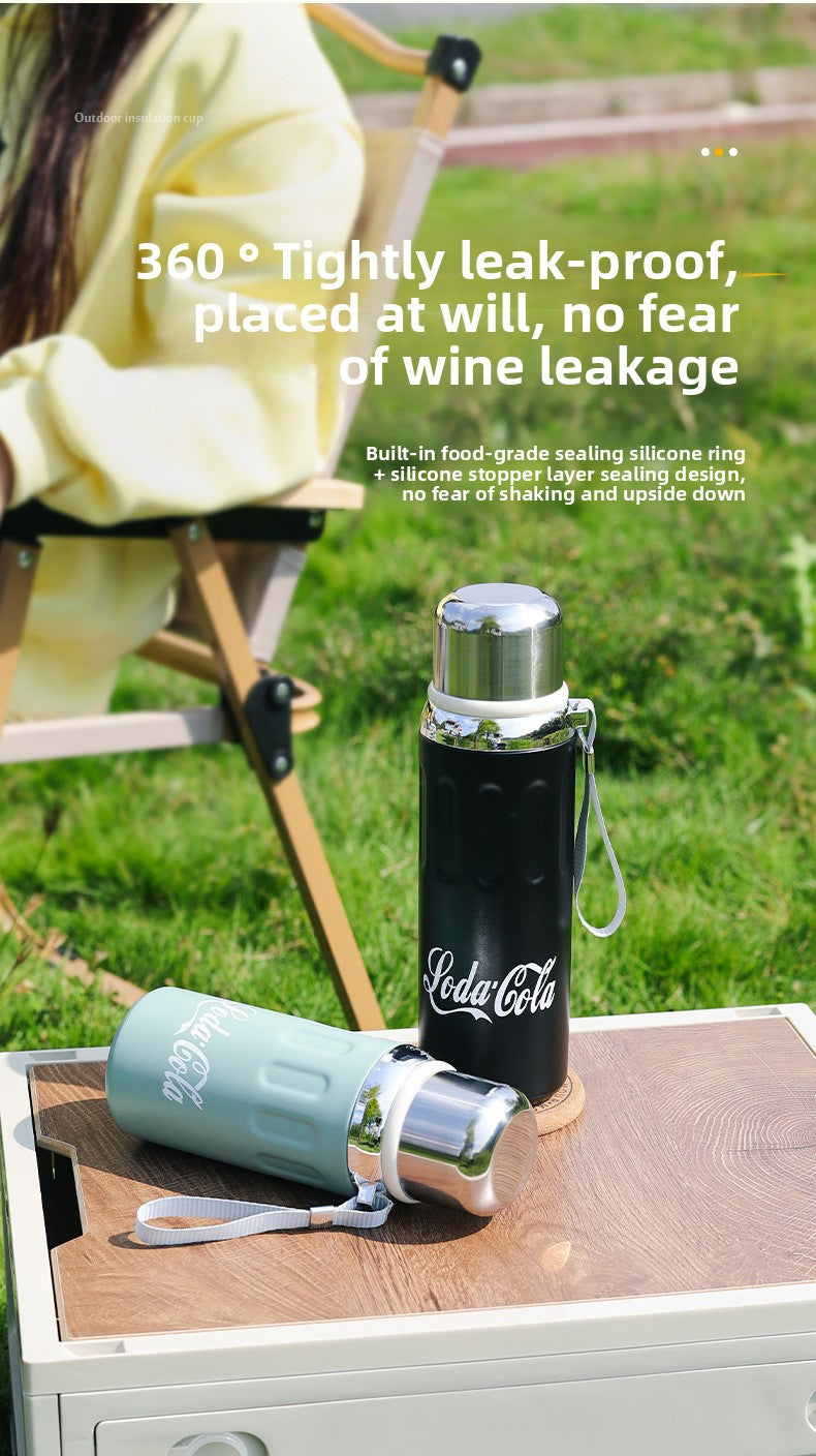 316 Stainless Steel Insulated Cup Outdoor Portable Insulated Bottle with Rope Bouncing Cup
