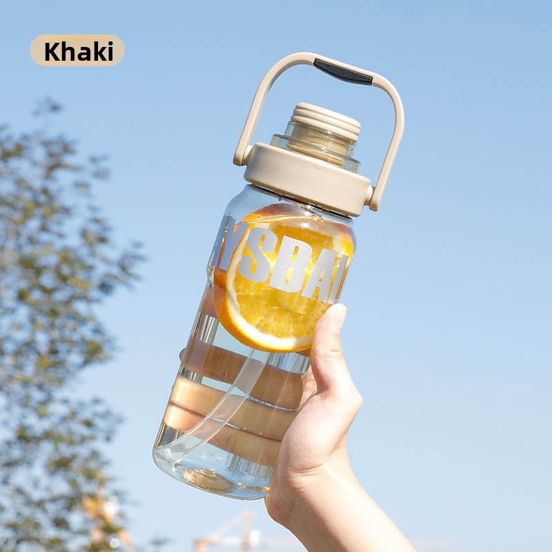 Large-capacity straw double-drink high-temperature resistant portable plastic cup