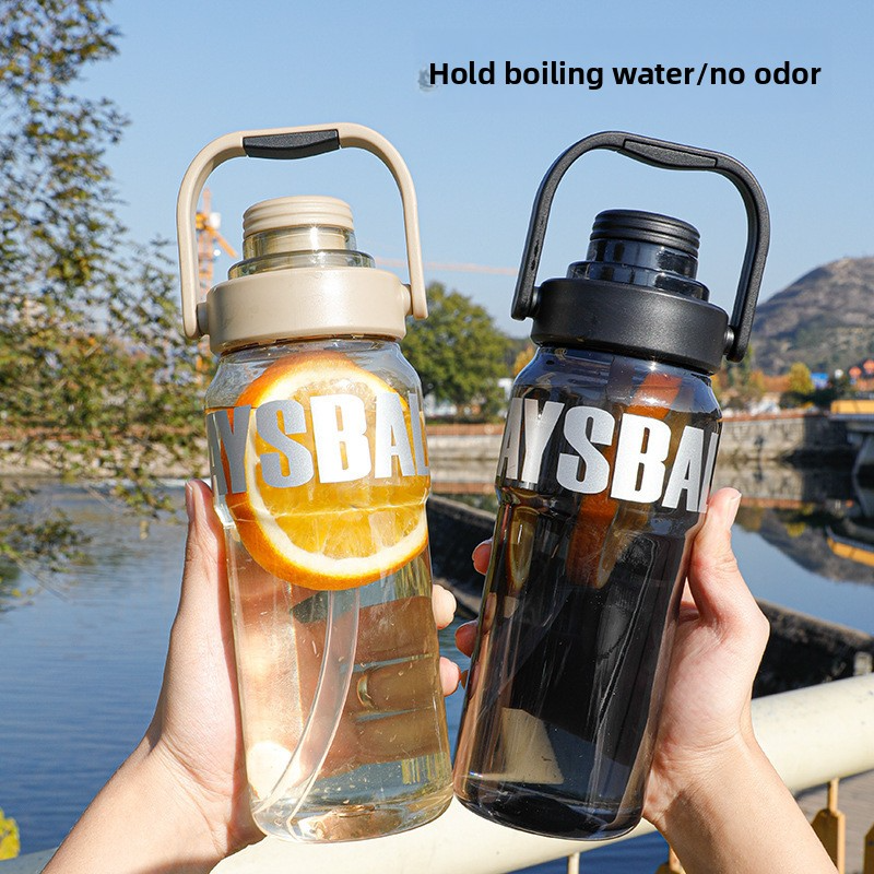 Large-capacity straw double-drink high-temperature resistant portable plastic cup