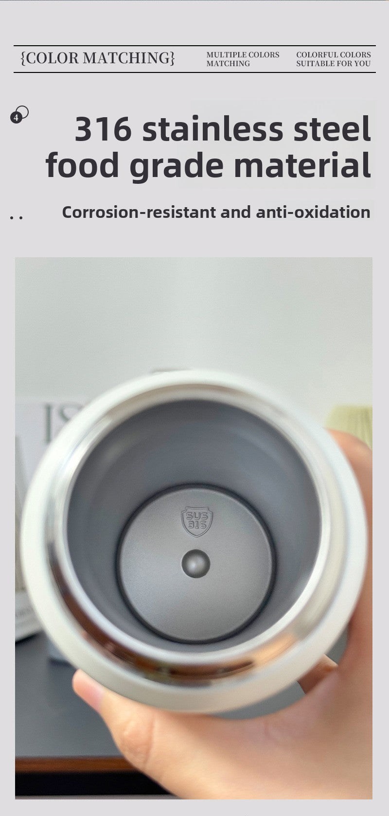 316 Stainless Steel Insulated Cup Convenient Outdoor Sports Pop-up Lid