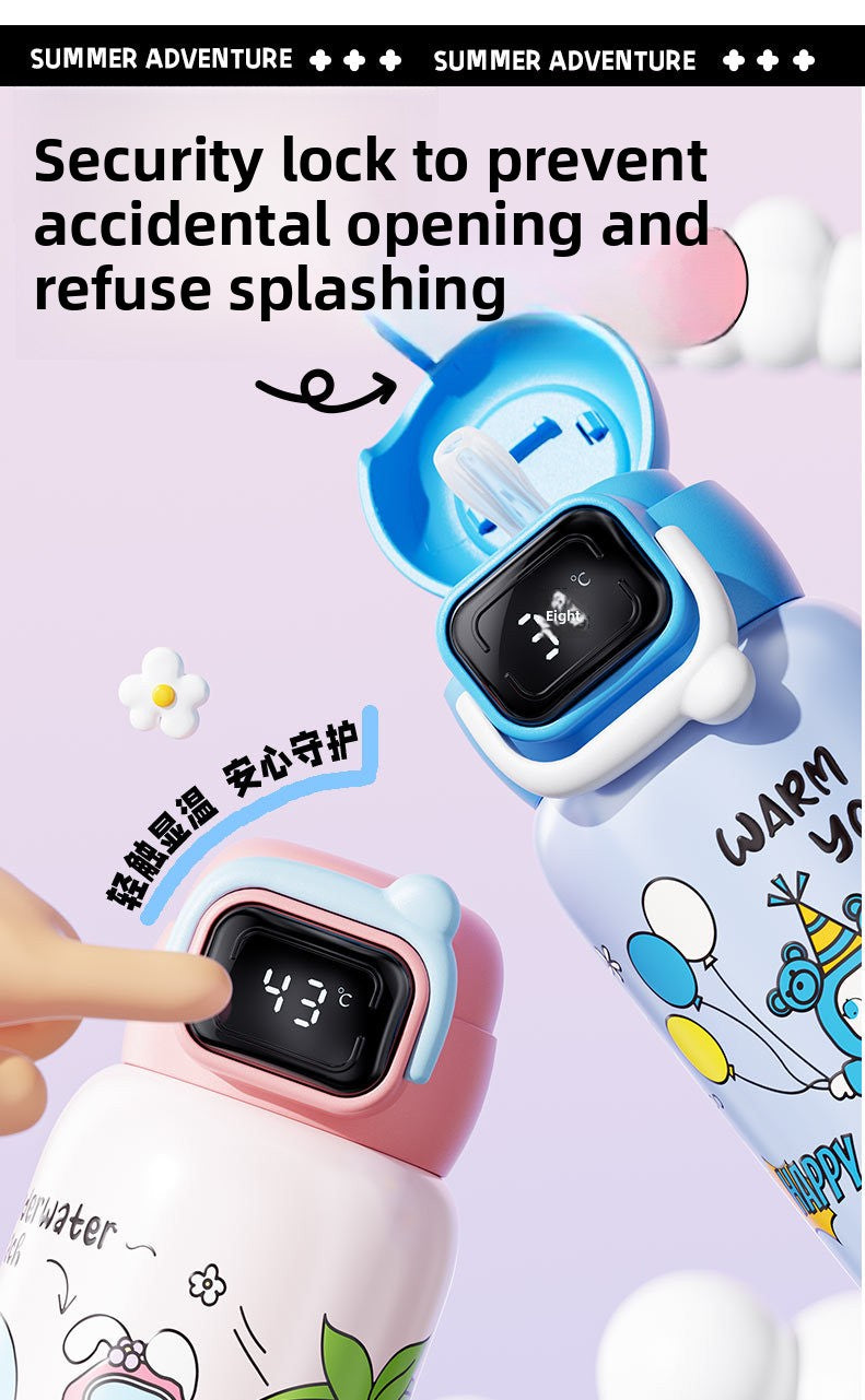 Children's Insulated Cup 316L Stainless Steel Insulated Cup Portable with Strap Water Bottle