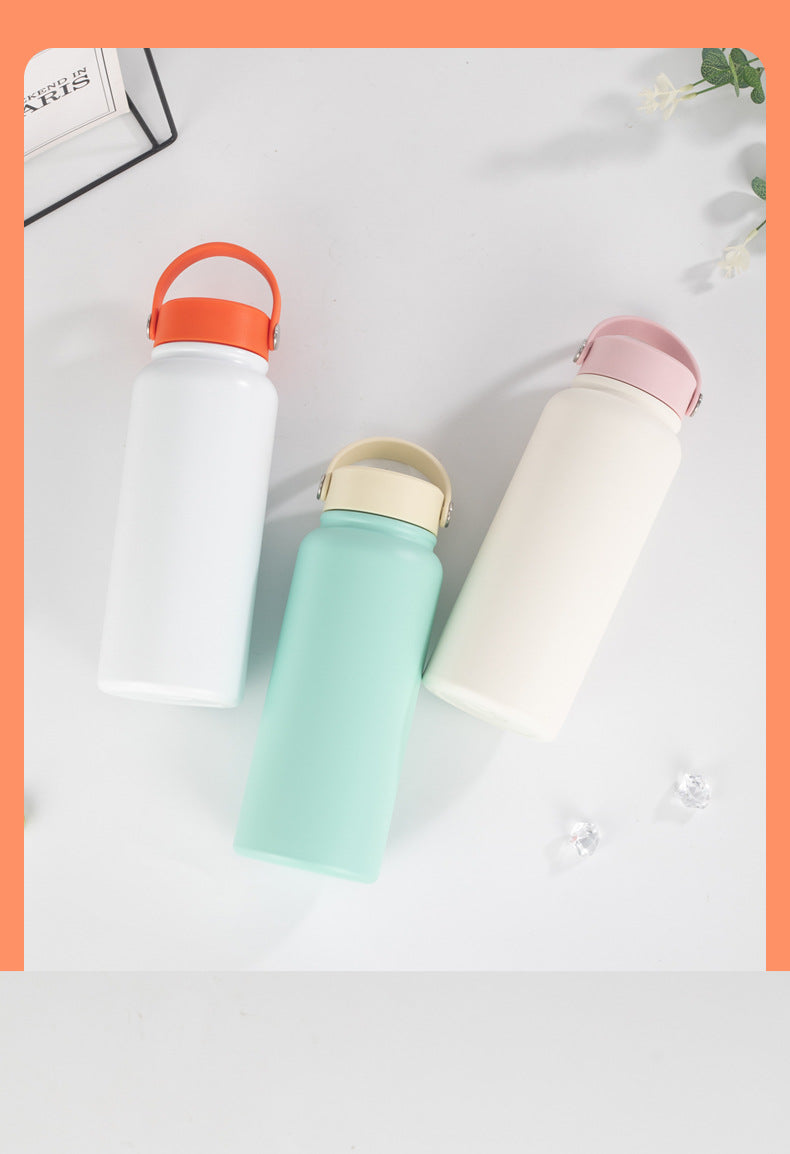 Portable 304 Stainless Steel Sports Wide Mouth Insulated Cup Outdoor Handheld Water Bottle