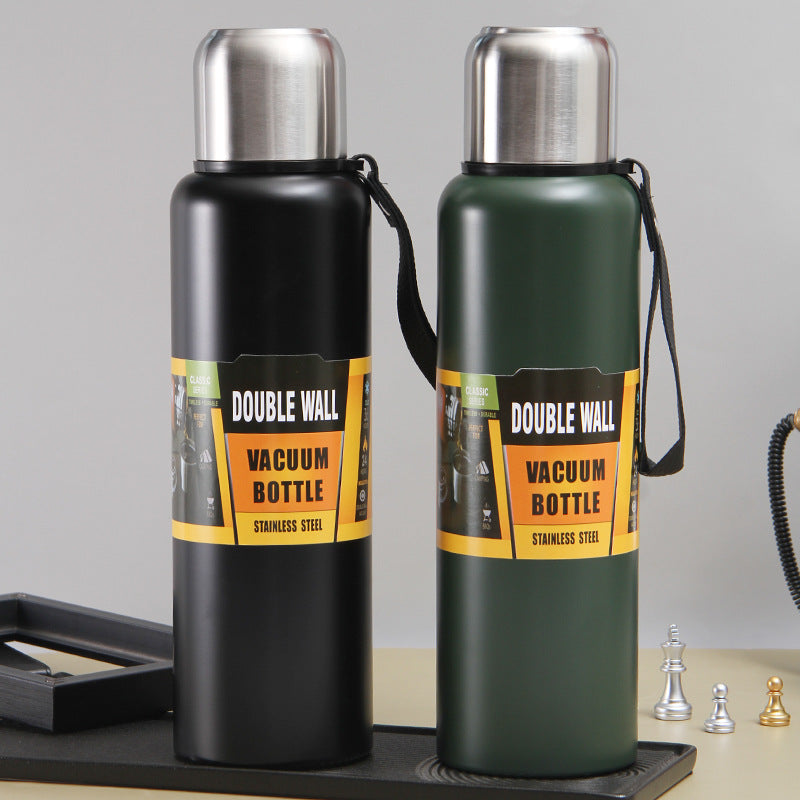 304 Stainless Steel Full Steel Sports Water Bottle Outdoor Portable Handheld Bullet Head Insulated Cup Hiking Travel Bottle