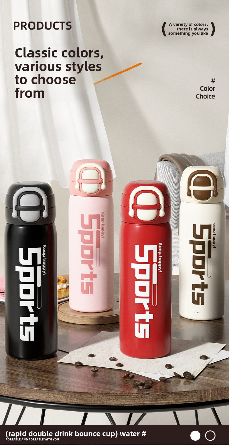 316 Stainless Steel Vacuum Insulated Cup Double Drinking Bounce Water Cup Outdoor Portable Sports