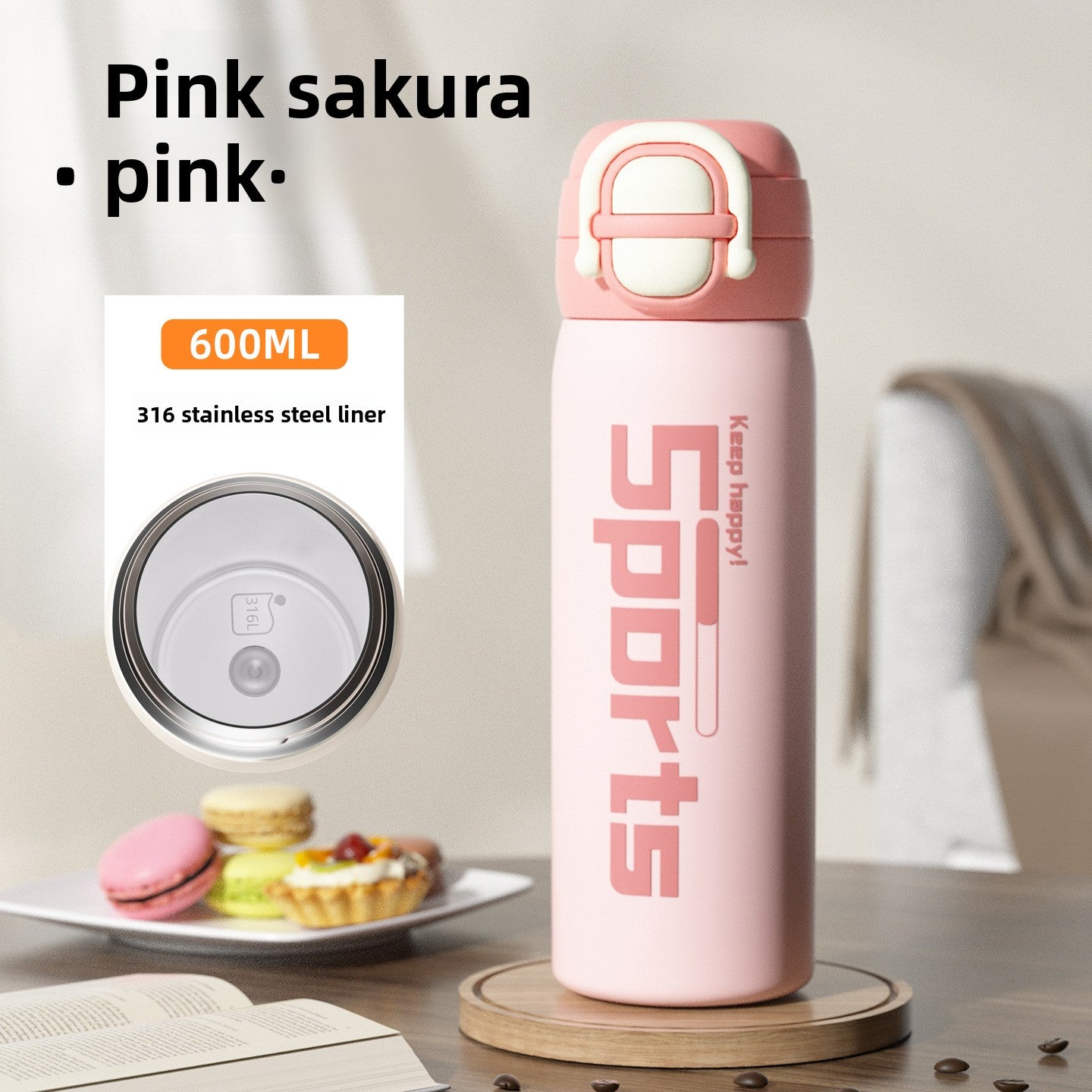 316 Stainless Steel Vacuum Insulated Cup Double Drinking Bounce Water Cup Outdoor Portable Sports