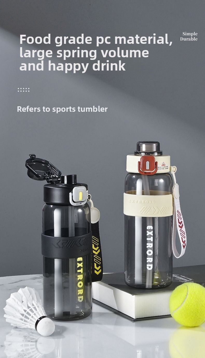 Outdoor travel cup large capacity sports water bottle with straw plastic cup