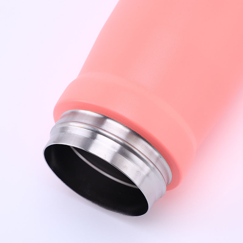 304 Stainless Steel Portable Sports Water Bottle with Straw for Hiking and Car Use