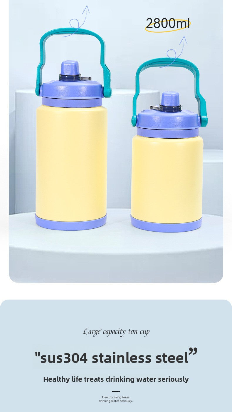 Outdoor sports water bottle stainless steel large capacity thermos cup