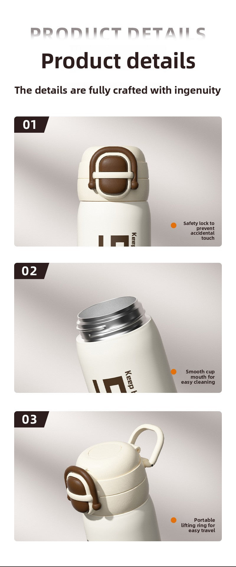 316 Stainless Steel Vacuum Insulated Cup Double Drinking Bounce Water Cup Outdoor Portable Sports