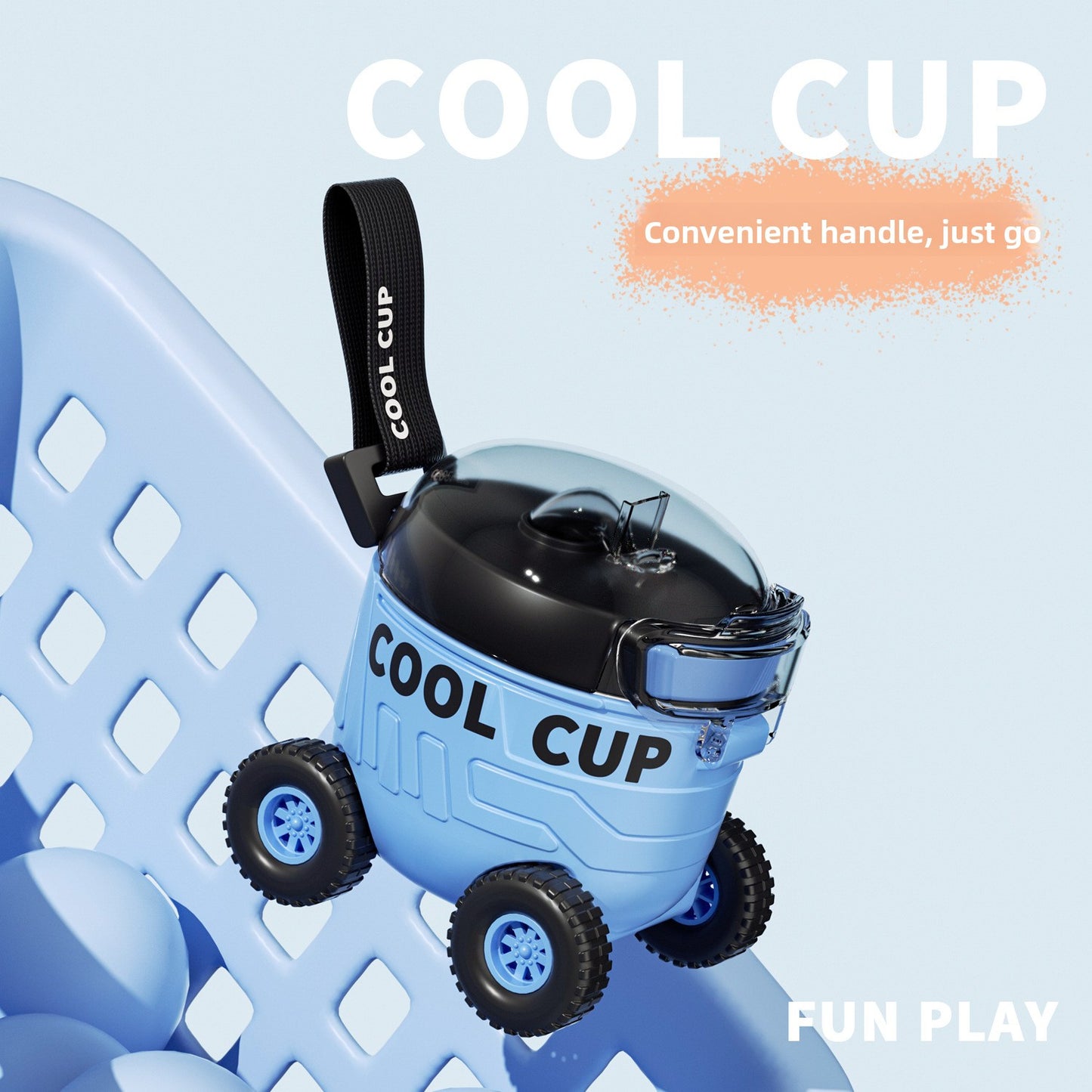 Mars Rover Plastic Cup Outdoor Portable Bounce Lid Straw Cup