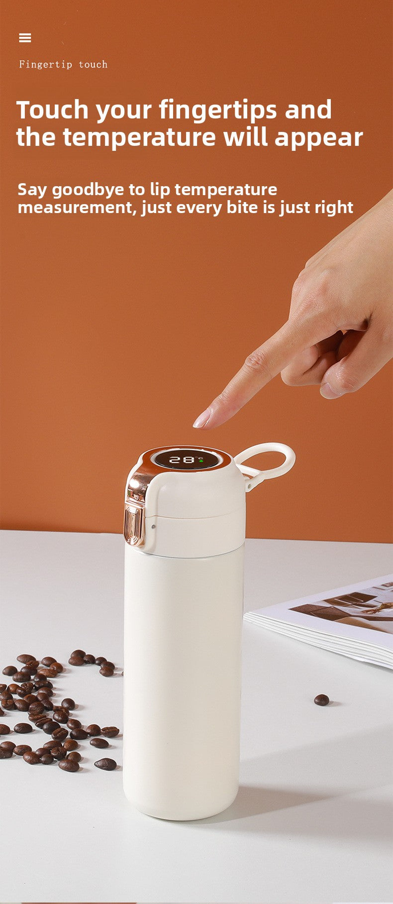 Temperature Display Stainless Steel Double Wall Insulated Cup Engraved Water Cup