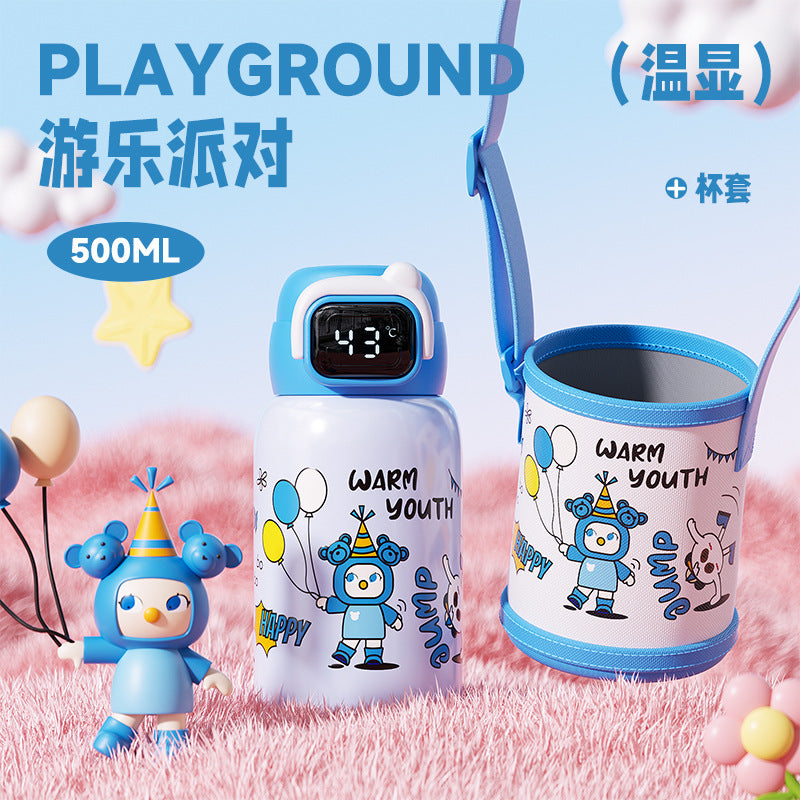 Children's Insulated Cup 316L Stainless Steel Insulated Cup Portable with Strap Water Bottle