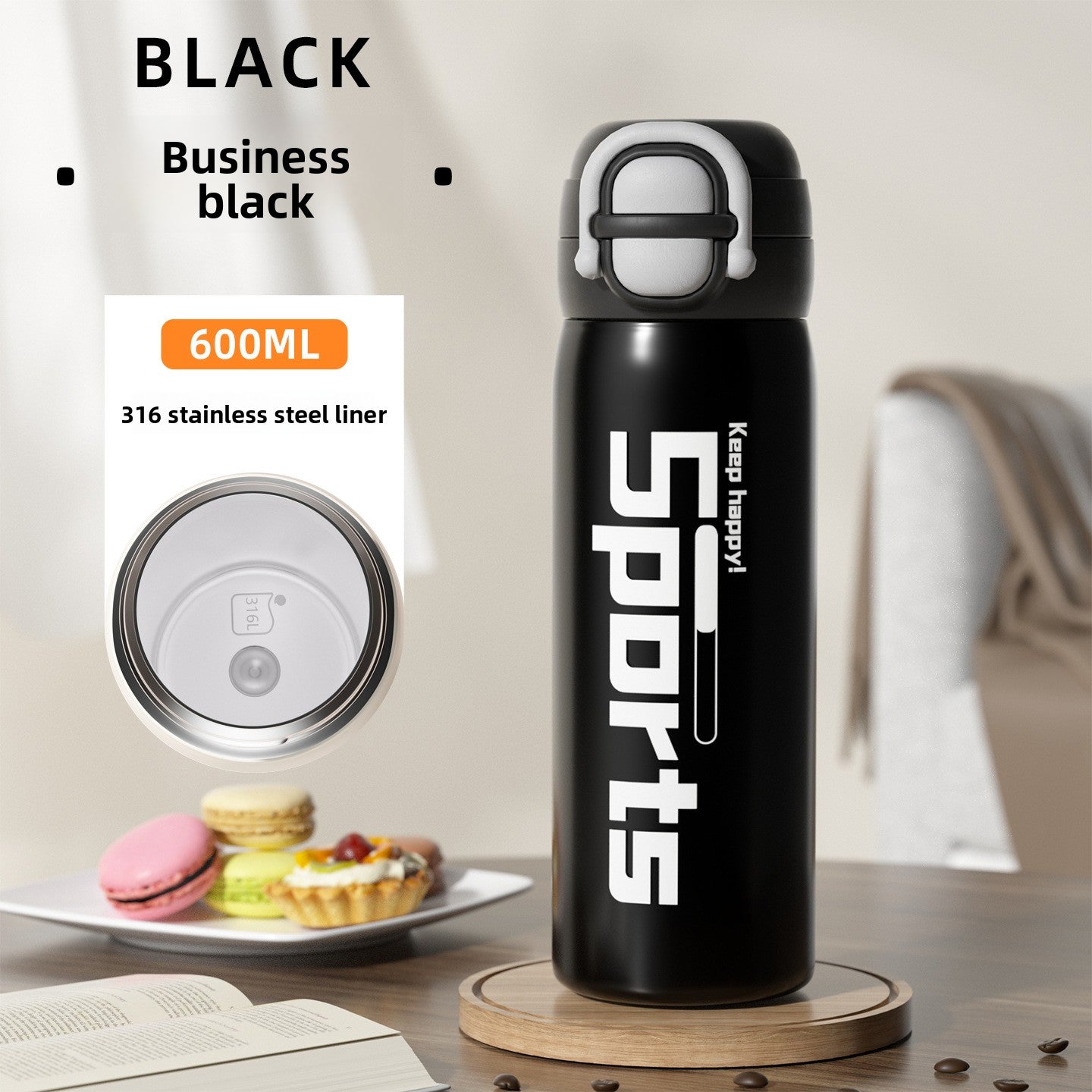316 Stainless Steel Vacuum Insulated Cup Double Drinking Bounce Water Cup Outdoor Portable Sports