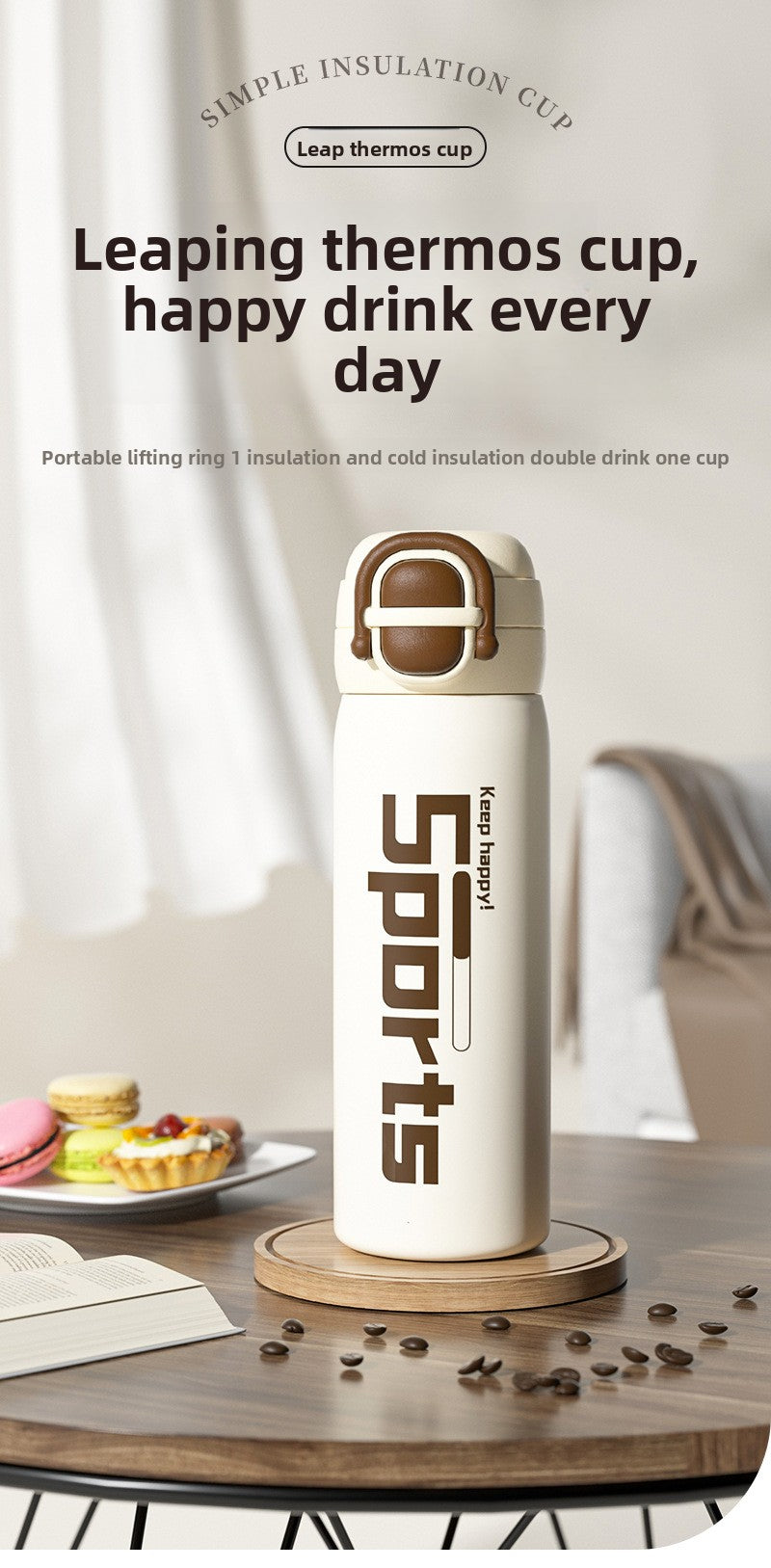 316 Stainless Steel Vacuum Insulated Cup Double Drinking Bounce Water Cup Outdoor Portable Sports