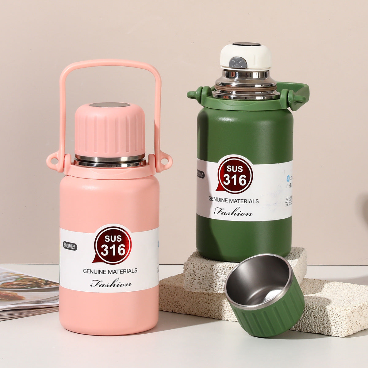 316 Stainless Steel Insulated Portable Temperature Display Handheld Kettle