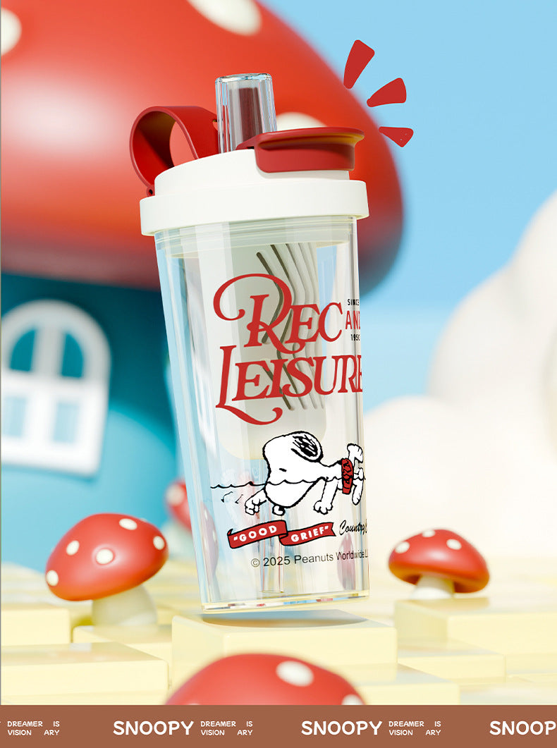 Snoopy Children's Plastic Large Capacity Straw Plastic Cup