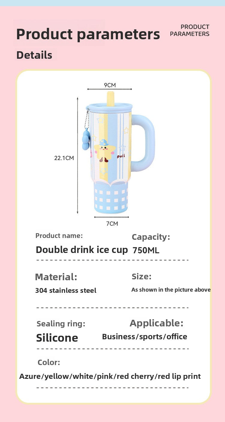 Cute Fashionable Stainless Steel Insulated Cup with Portable Handle