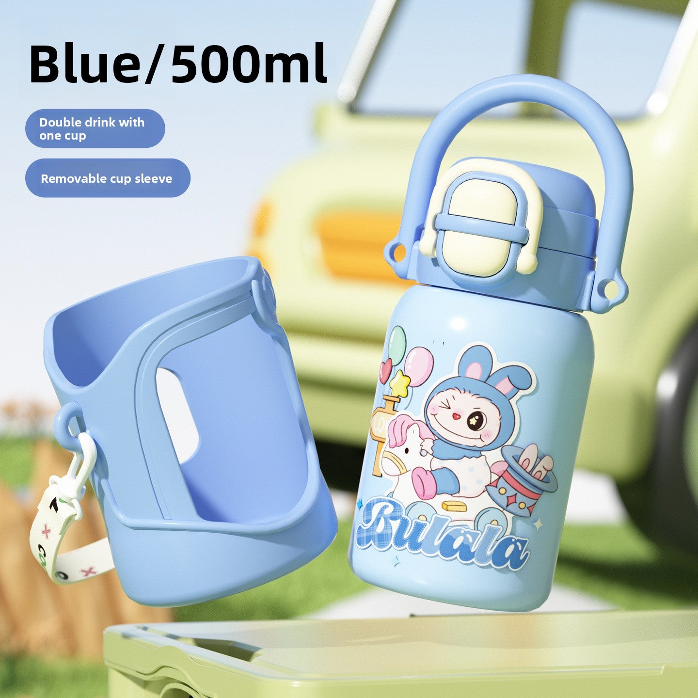 316 Stainless Steel Insulated Cup Children's Fun Straw Cup Children's Water Bottle with Cup Sleeve