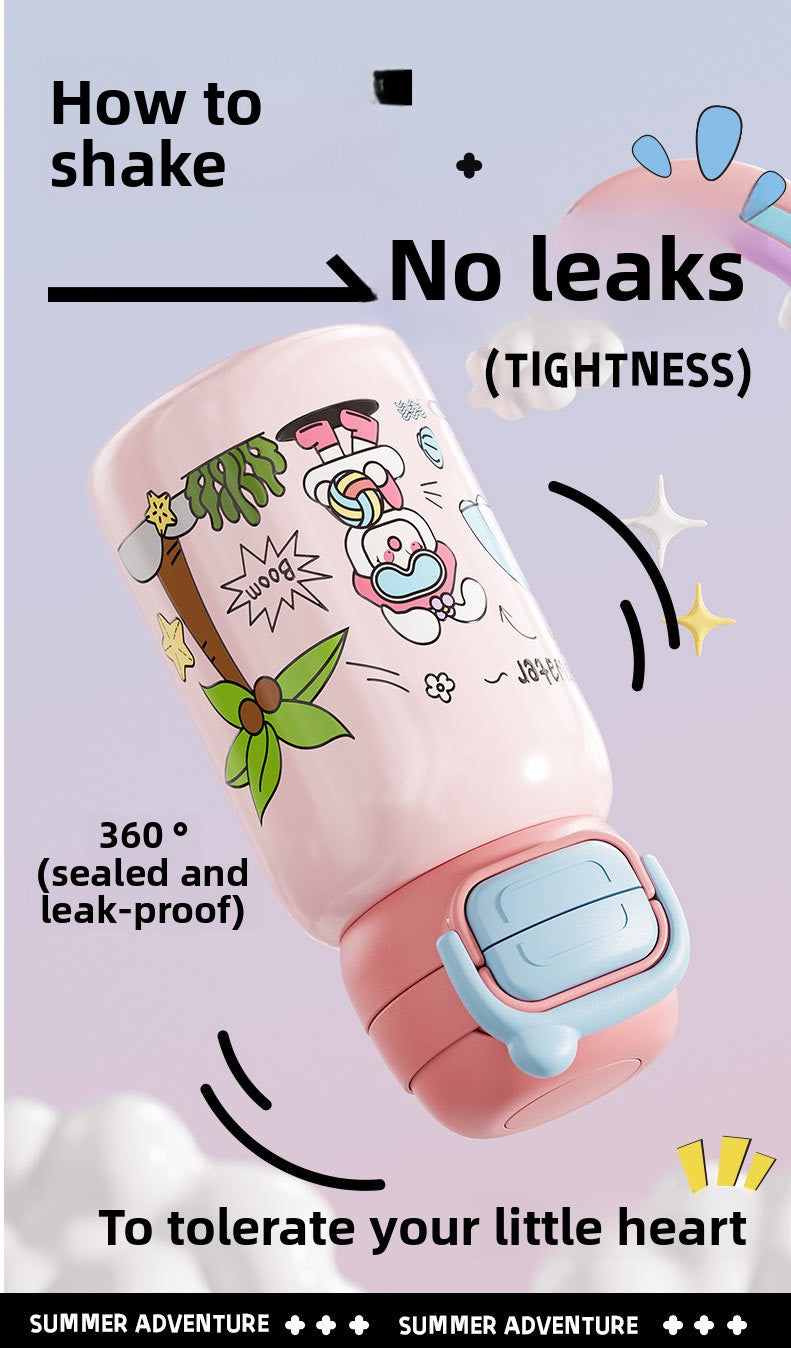 Children's Insulated Cup 316L Stainless Steel Insulated Cup Portable with Strap Water Bottle