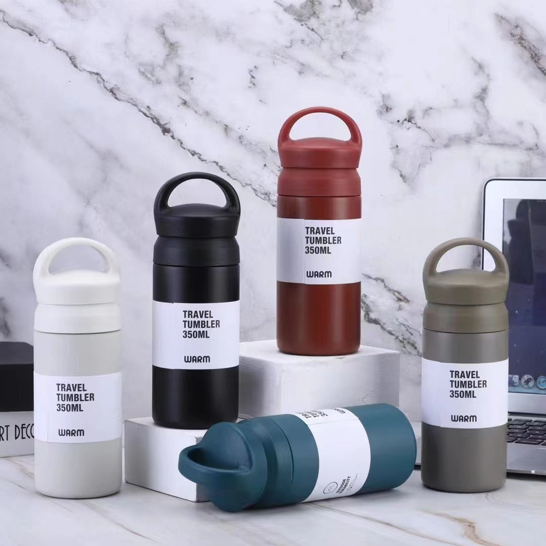 304 Stainless Steel Japanese Style Simple Portable Handheld Lid Insulated Cup Handy Gift