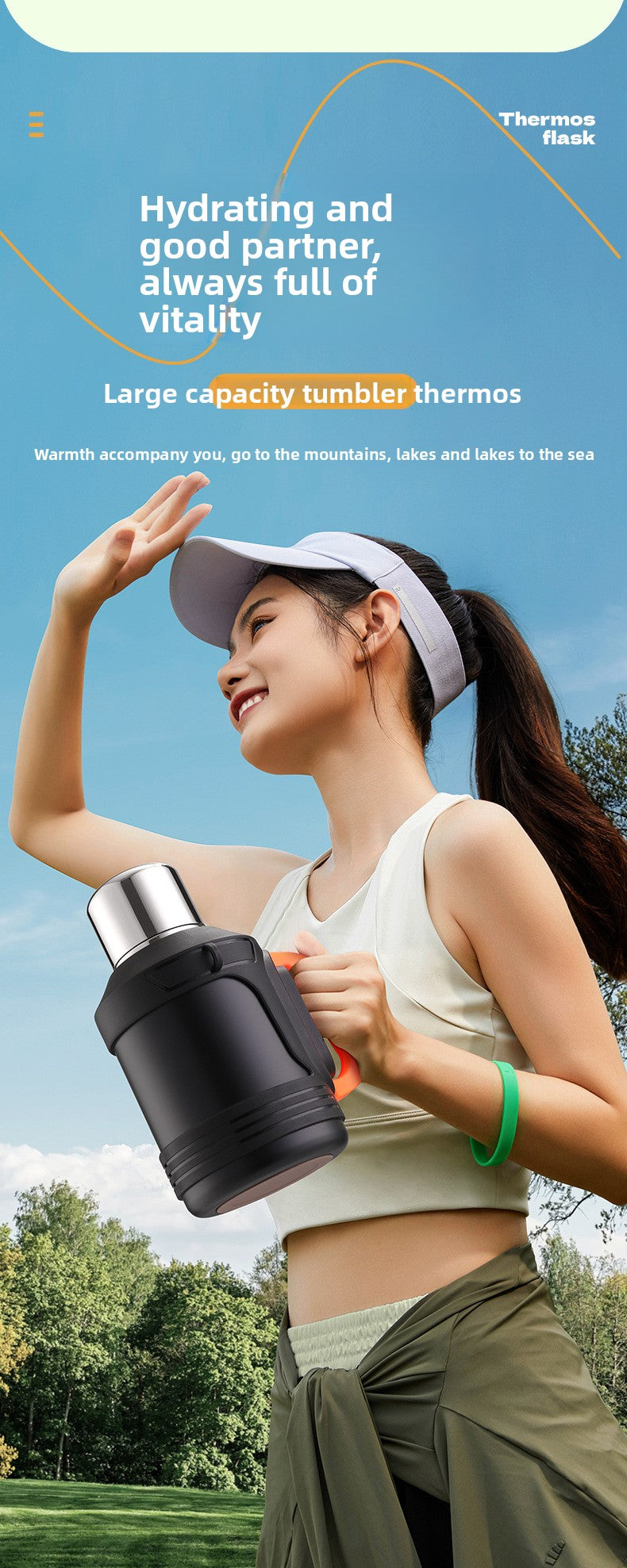 316 Stainless Steel Insulated Kettle Large Capacity Outdoor Portable Water Bottle