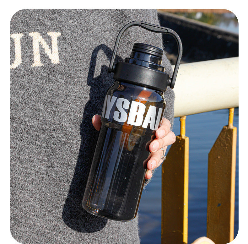 Large-capacity straw double-drink high-temperature resistant portable plastic cup