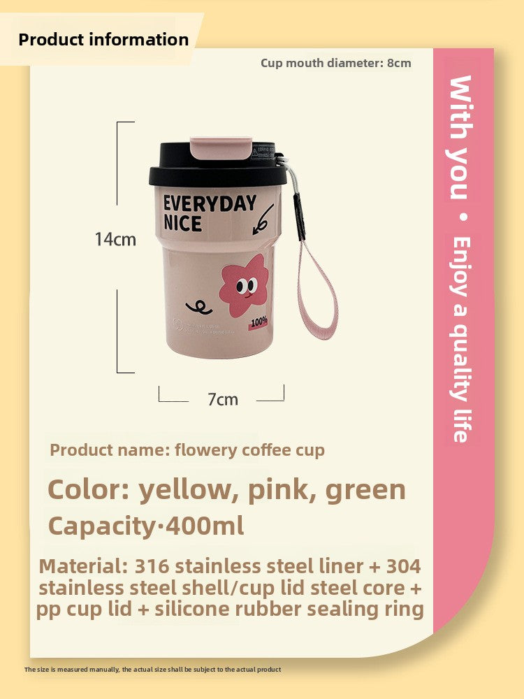Double Drinking Coffee Cup 316 Stainless Steel Straw Cup