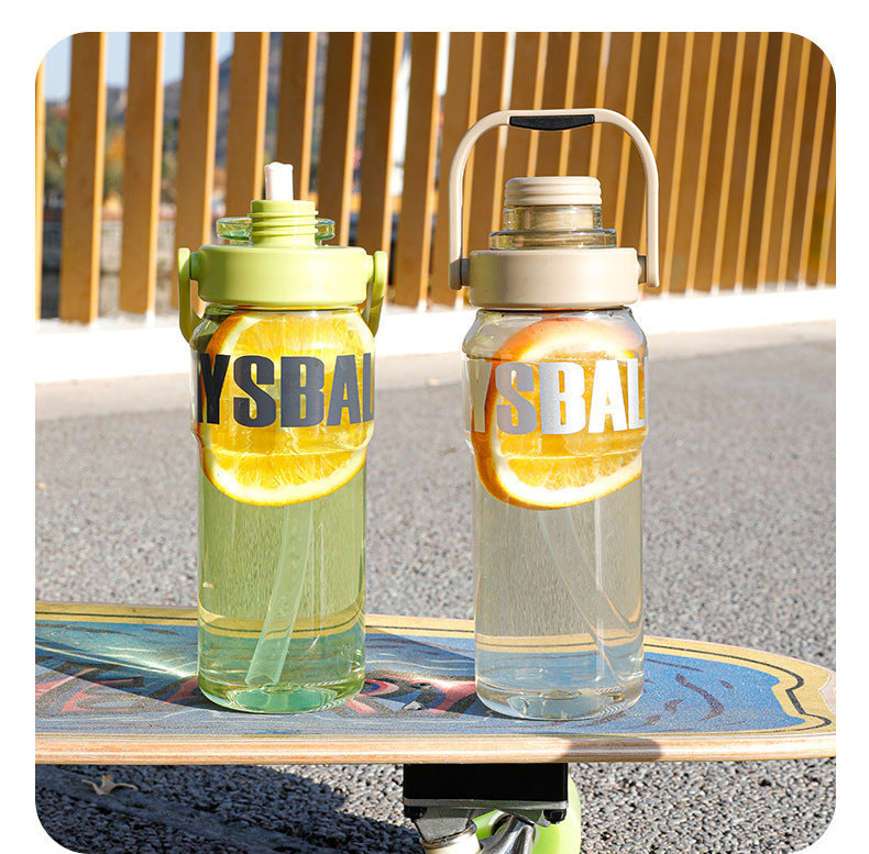 Large-capacity straw double-drink high-temperature resistant portable plastic cup