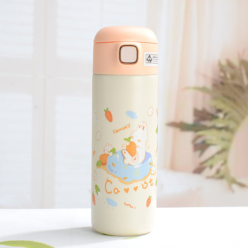 Straw Insulated Cup for Children and Students, Portable Double Drinking Bouncing Cup