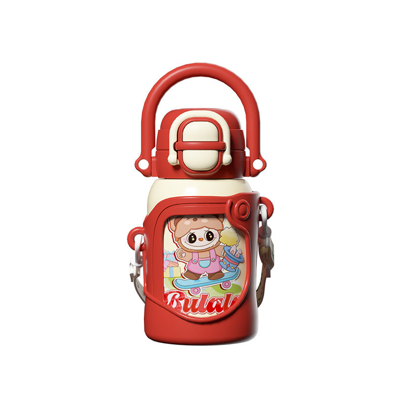 316 Stainless Steel Insulated Cup Children's Fun Straw Cup Children's Water Bottle with Cup Sleeve