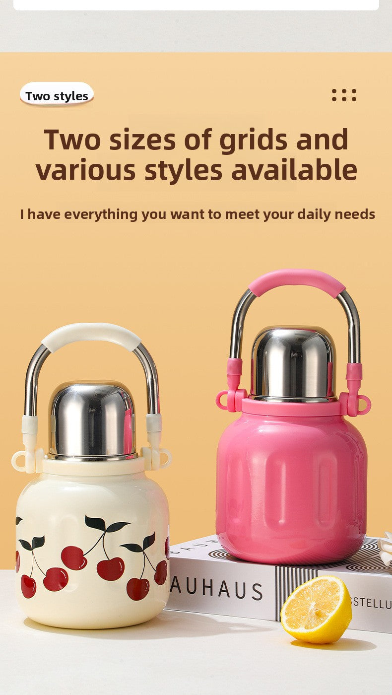 Handle Insulated Cup Student 316 Stainless Steel Portable Travel Water Bottle