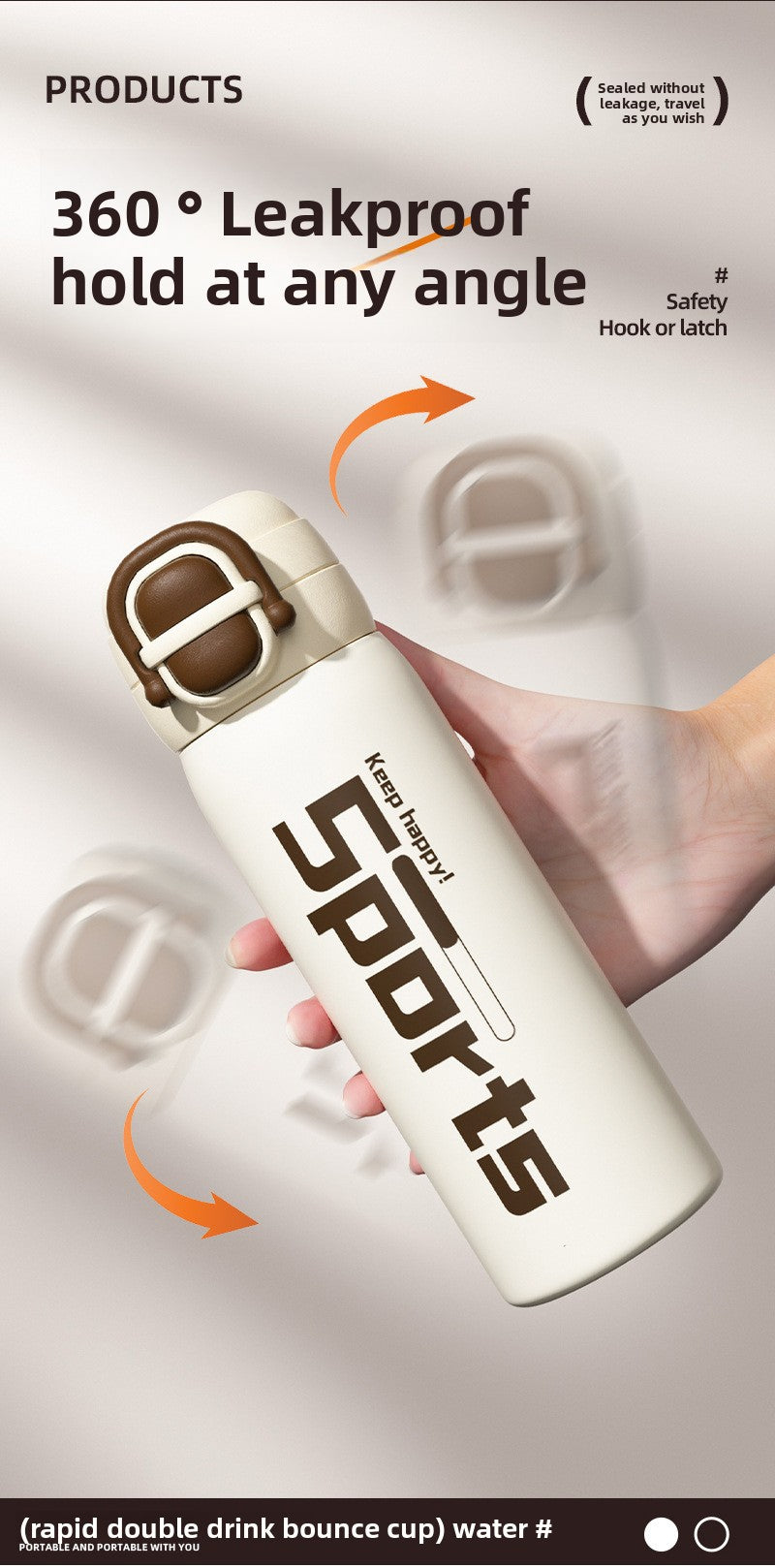 316 Stainless Steel Vacuum Insulated Cup Double Drinking Bounce Water Cup Outdoor Portable Sports
