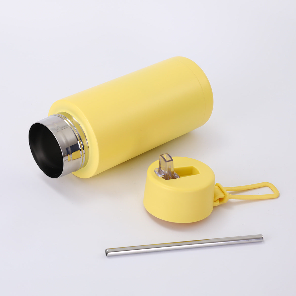 Simple Compact Handheld 304 Stainless Steel Insulated Cup Outdoor Portable Straw Cup