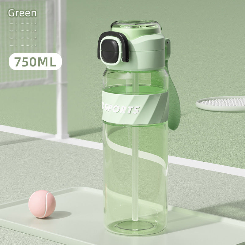 Straw Plastic Water Cup Double Drinking Outdoor Large Capacity Fitness Sports Water Bottle