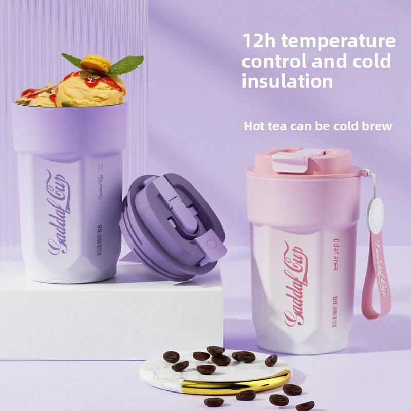 Simple 304 Stainless Steel Insulated Cup with Intelligent Temperature Measurement for Outdoor Sports and Portability