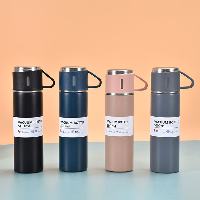 Business One Cup Three Lid Insulated Cup Set 304 Stainless Steel Portable Gift