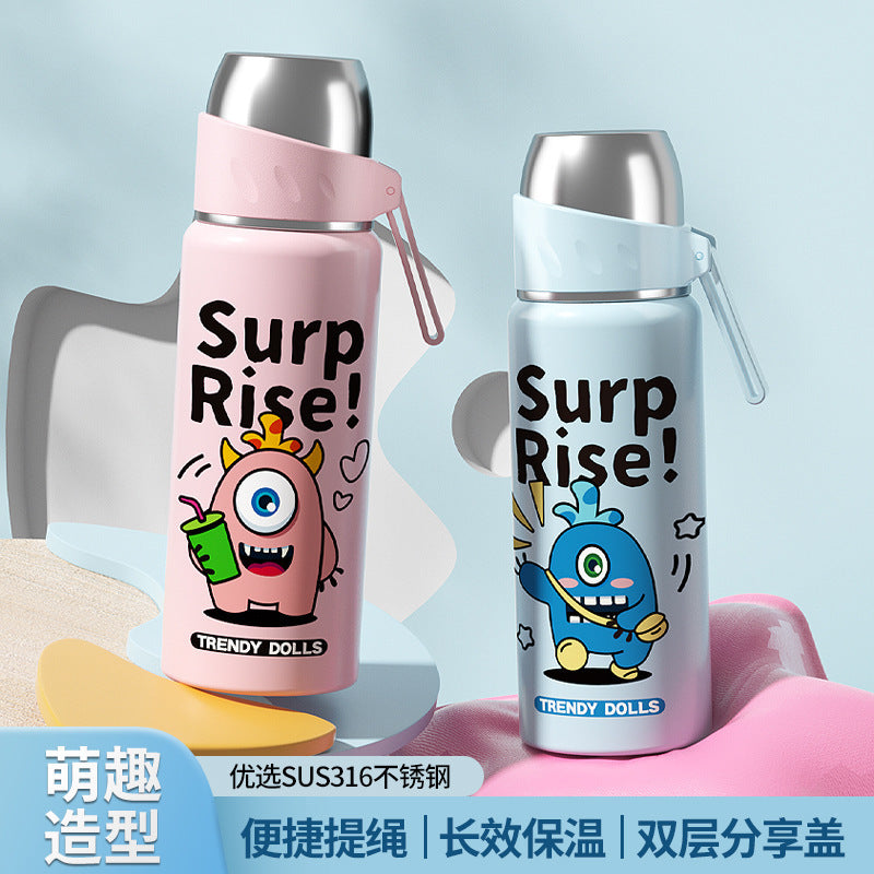 Children's Insulated Cup 316 Stainless Steel Cartoon Straw Bullet Cup