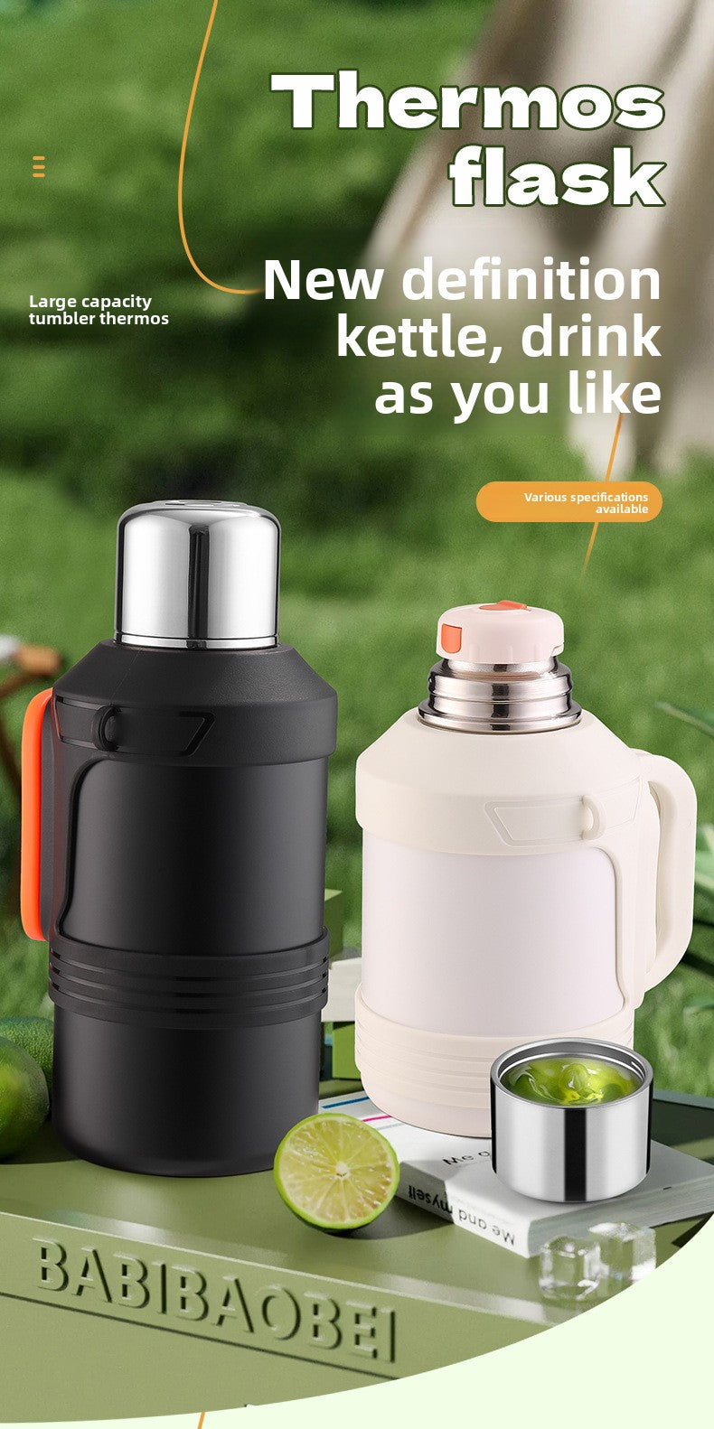 316 Stainless Steel Insulated Kettle Large Capacity Outdoor Portable Water Bottle