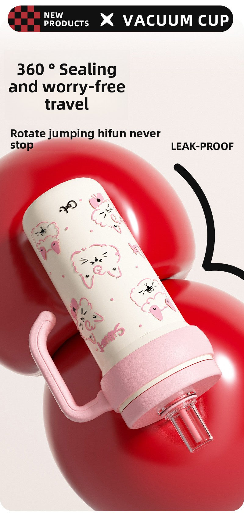 316L Stainless Steel Insulated Cup Cartoon Handle Straw Cup