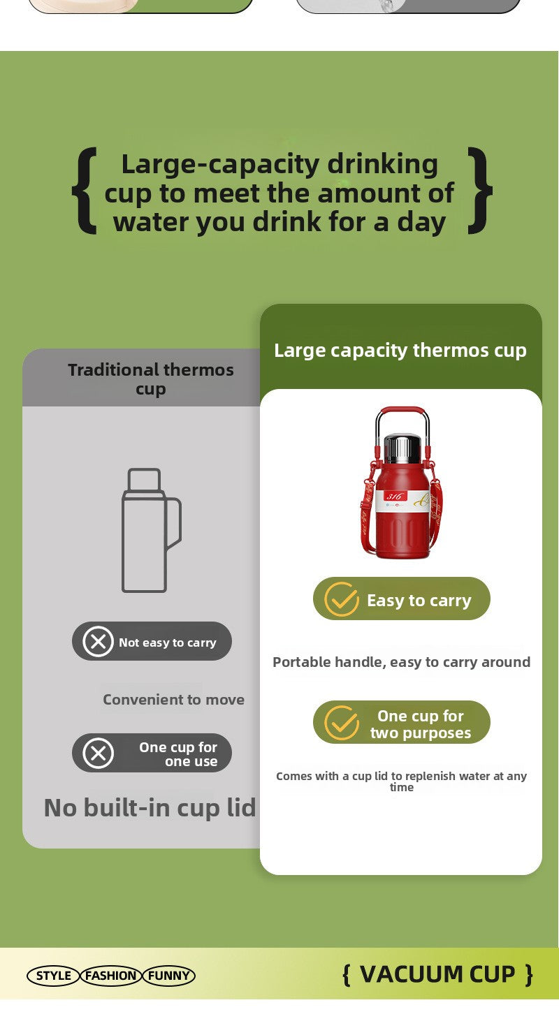 316 large capacity stainless steel thermos cup