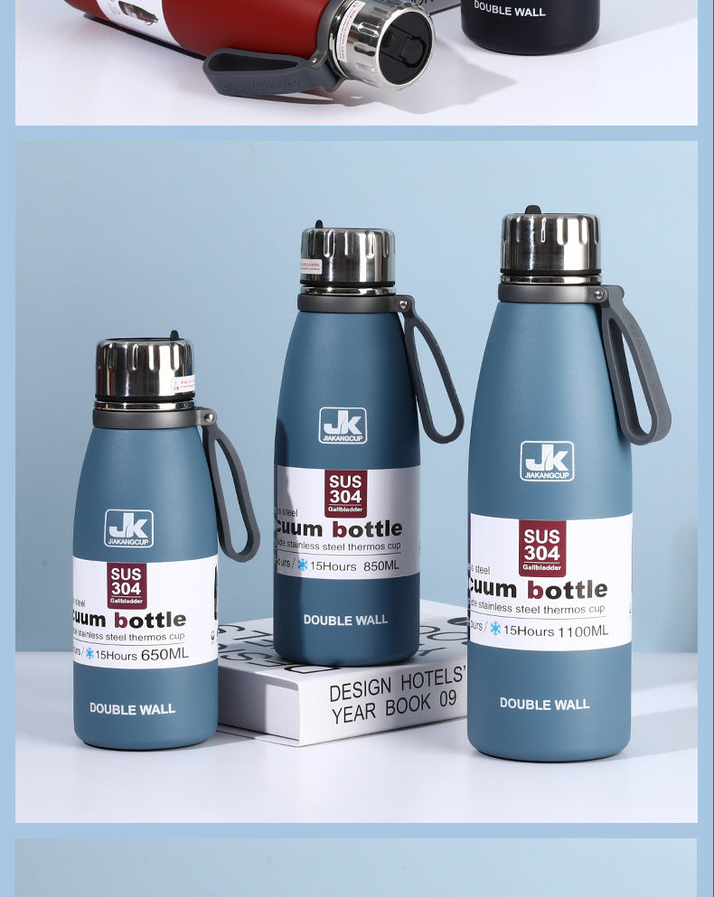Coke Bottle 304 Stainless Steel Insulated Cup with Strap for Sports and Outdoor Use