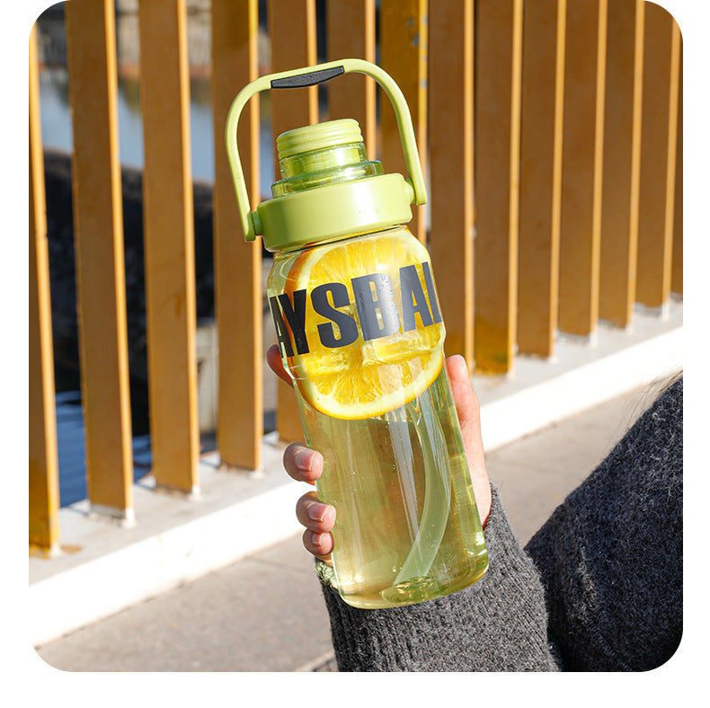 Large-capacity straw double-drink high-temperature resistant portable plastic cup
