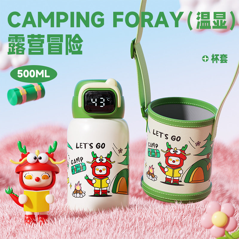 Children's Insulated Cup 316L Stainless Steel Insulated Cup Portable with Strap Water Bottle